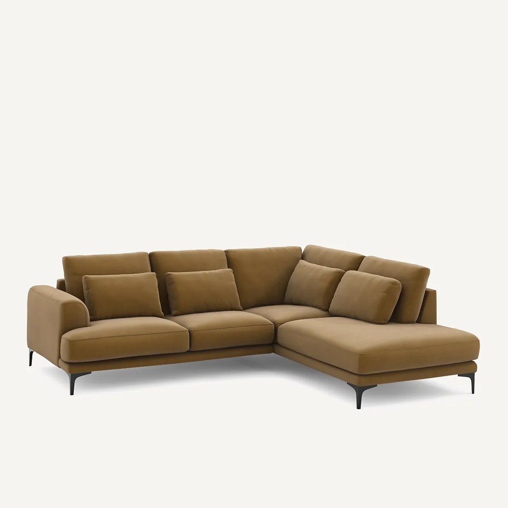 Linkse hoekbank met leuning in linnenfluweel Marsile