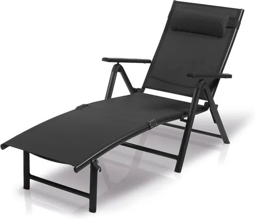 Aluminium ligstoel zwart