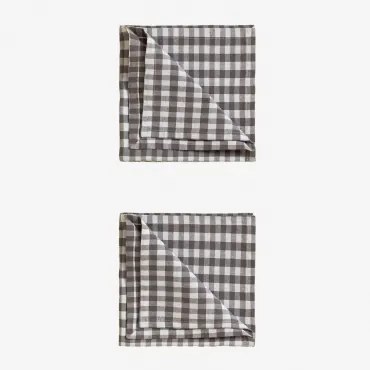 Set Van 2 Servetten In Katoen Hillary Grijs – Taupe - Sklum