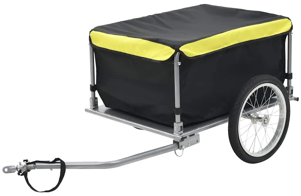vidaXL Fietstrailer 65 kg zwart en geel