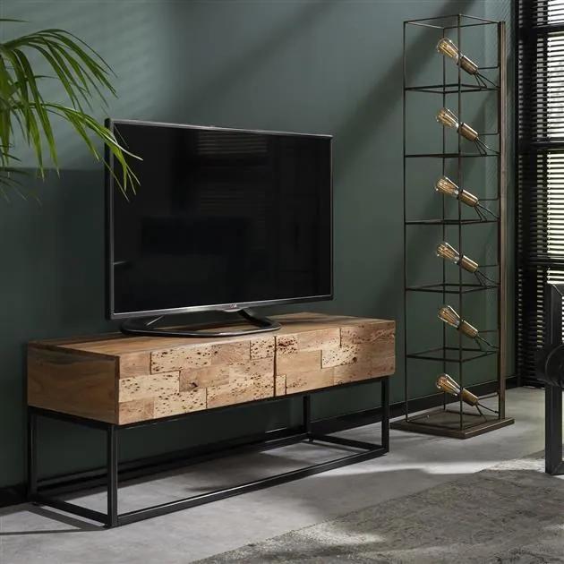 Livin24 | Tv-meubel Brick 2 lades breedte 120 cm x diepte 40 cm x hoogte 46 cm bruin, zwart tv-meubels metaal kasten meubels | NADUVI outlet
