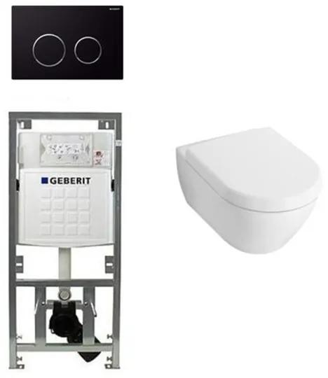 Villeroy en Boch Subway 2.0 Compact met zitting toiletset met geberit inbouwreservoir en sigma20 drukplaat zwart