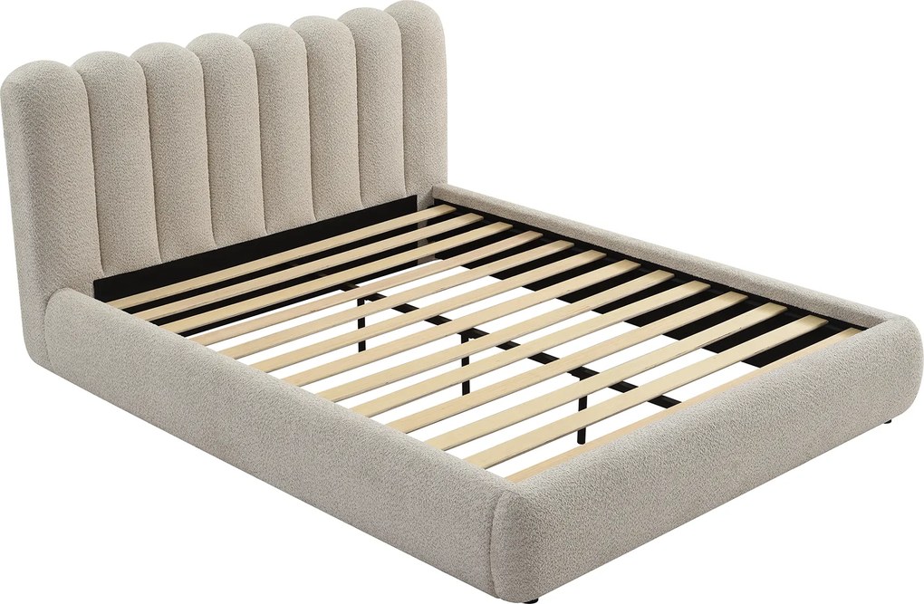 Bedframe Beige Boucle Gestoffeerd 180 X 200 Cm