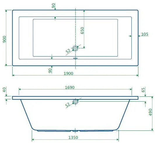 Best Design Lounge bad 190x90x49cm