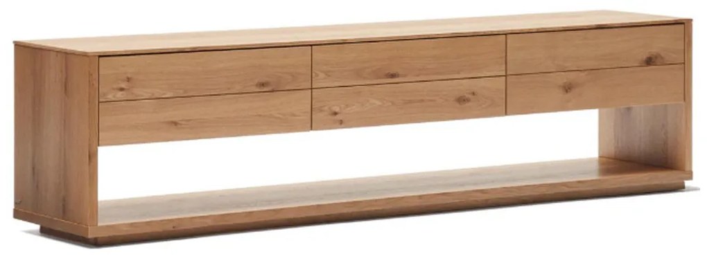 Kave Home Alguema Eiken Tv-meubel Met Lades En Open Vak - 200x40x51cm.