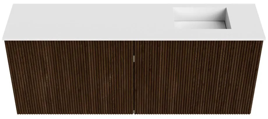 Mondiaz Joya 100cm toiletmeubel walnut met wastafel faye rechts zonder kraangat talc