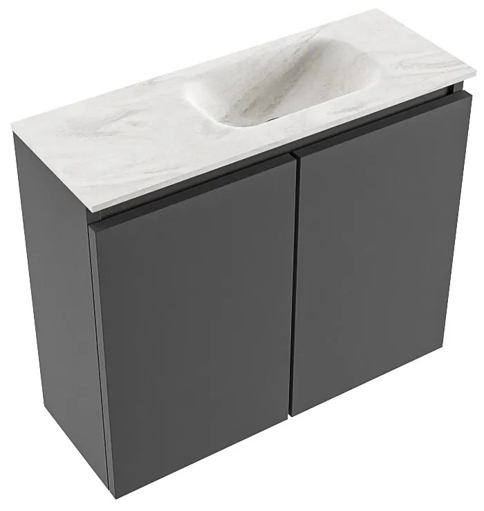 Mondiaz Ture DLux toiletmeubel 60cm dark grey met wastafel ostra rechts met kraangat