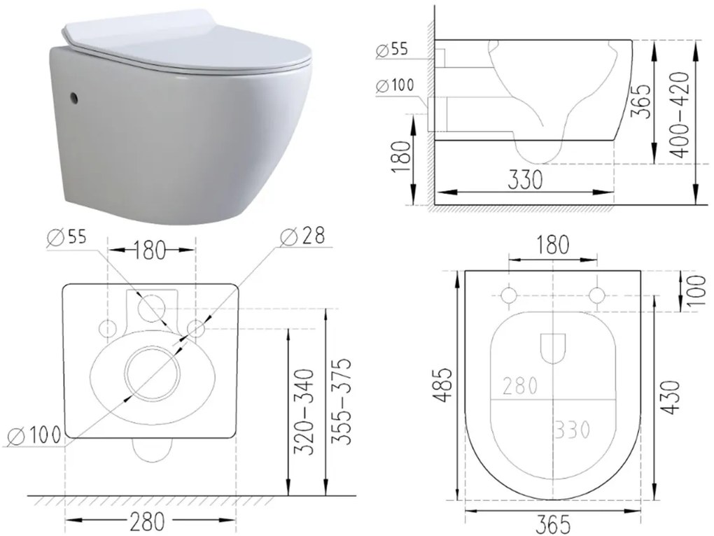 DTG Livorno douche wc met gouden bidetkraan en softclose zitting wit glans