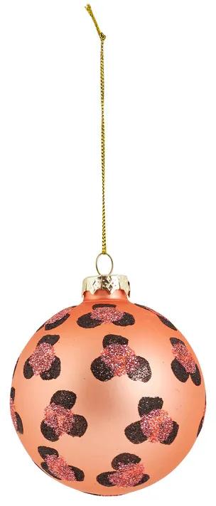Kerstbal luipaard - oranje - Ø8 cm