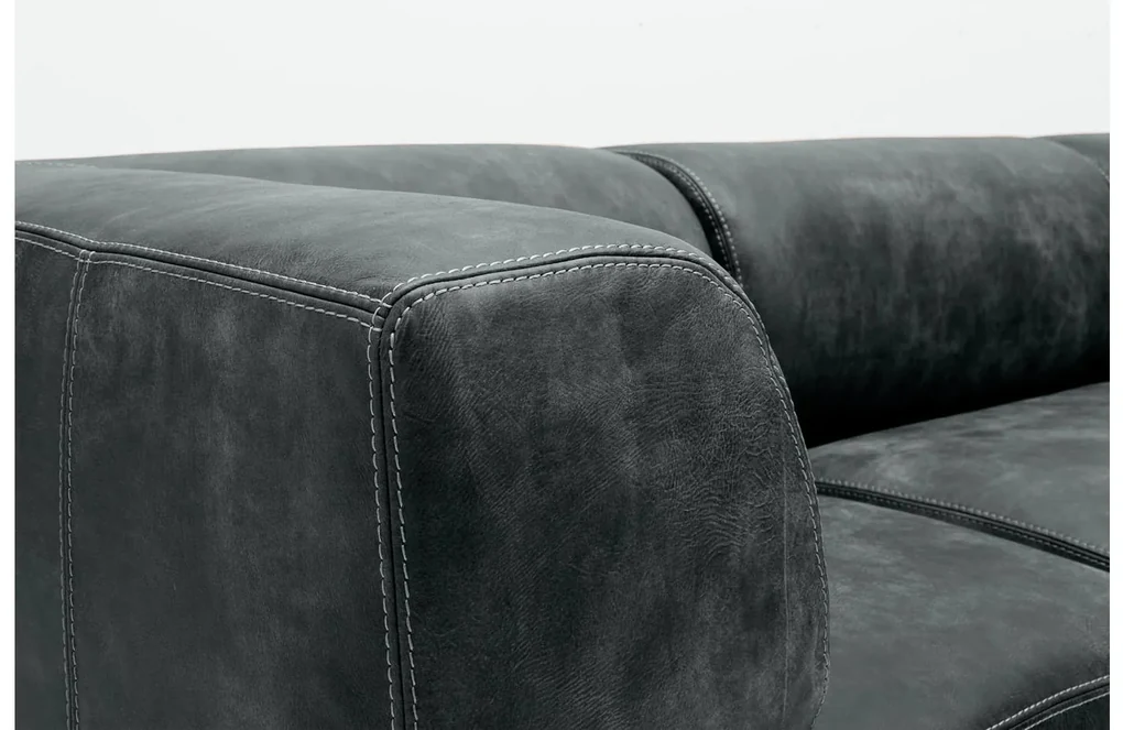 Goossens Excellent Hoekbank Marshall Met Hocker zwart, leer, 2 x 1,5-zits, urban industrieel
