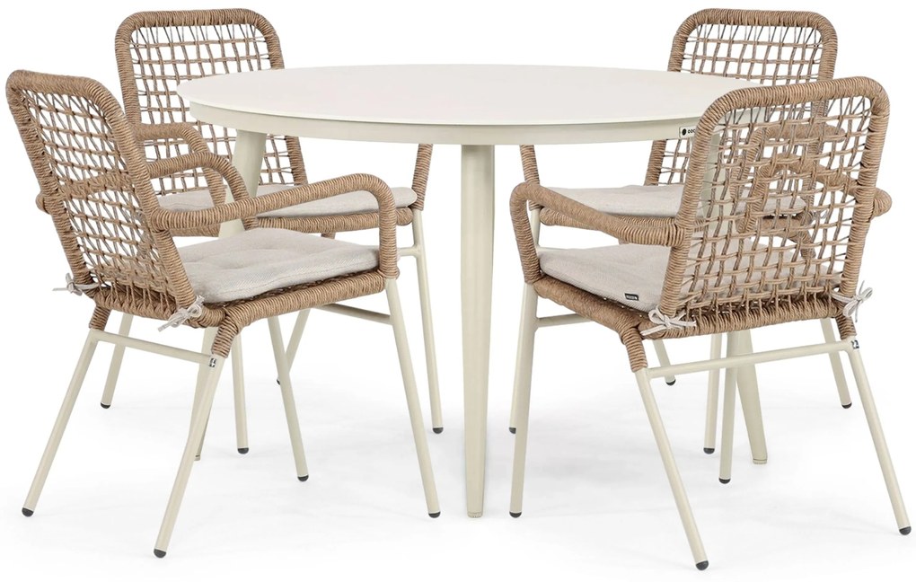Tuinset 4 personen 120 cm Aluminium/rope Taupe Lifestyle Garden Furniture Catalone/Vienna