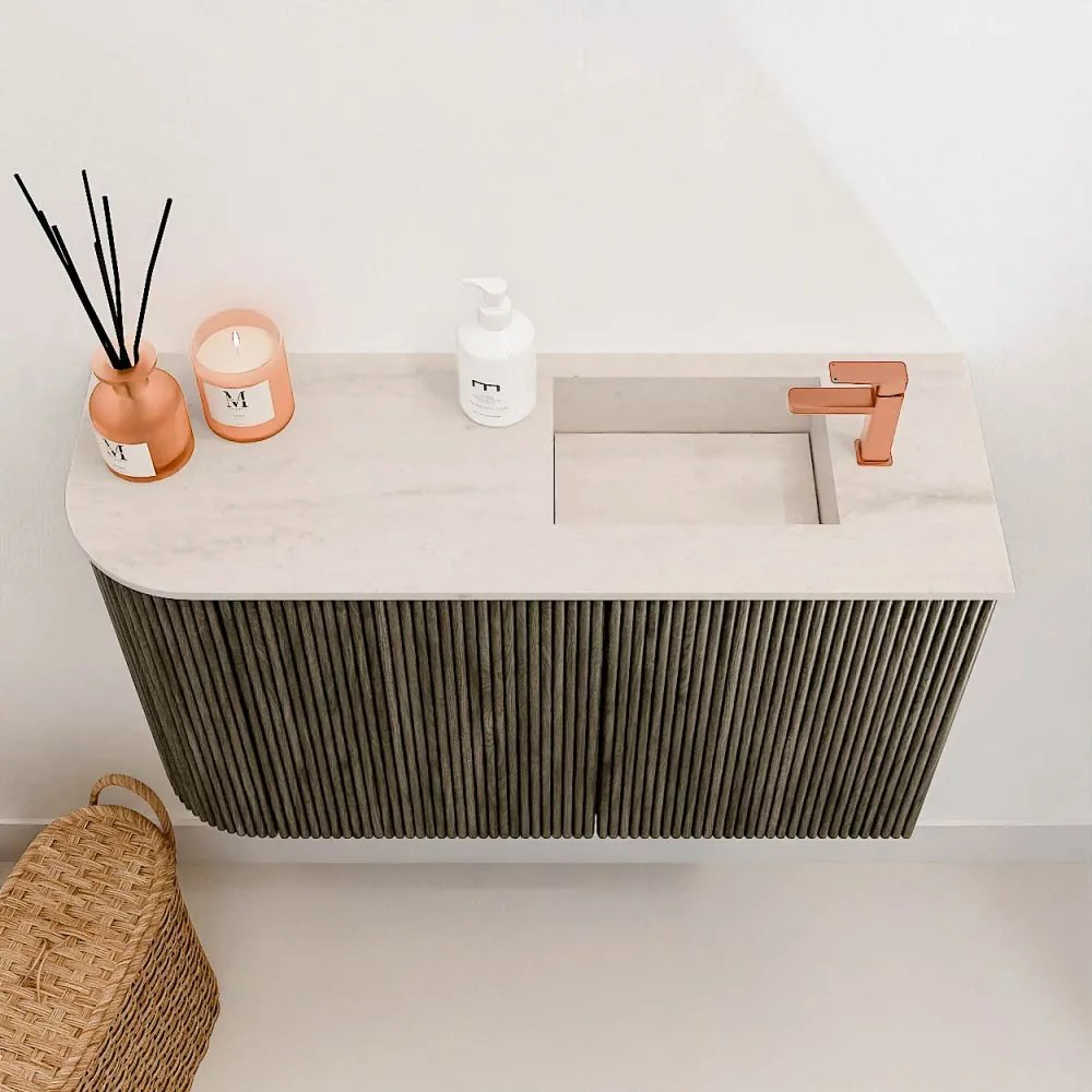 Mondiaz Joya DLux 70cm toiletmeubel ronding links shadow met wastafel faye rechts 1 kraangat meli