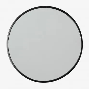 Ronde Ijzeren Wandspiegel (ø45 Cm) Oliverton Zwart - Sklum