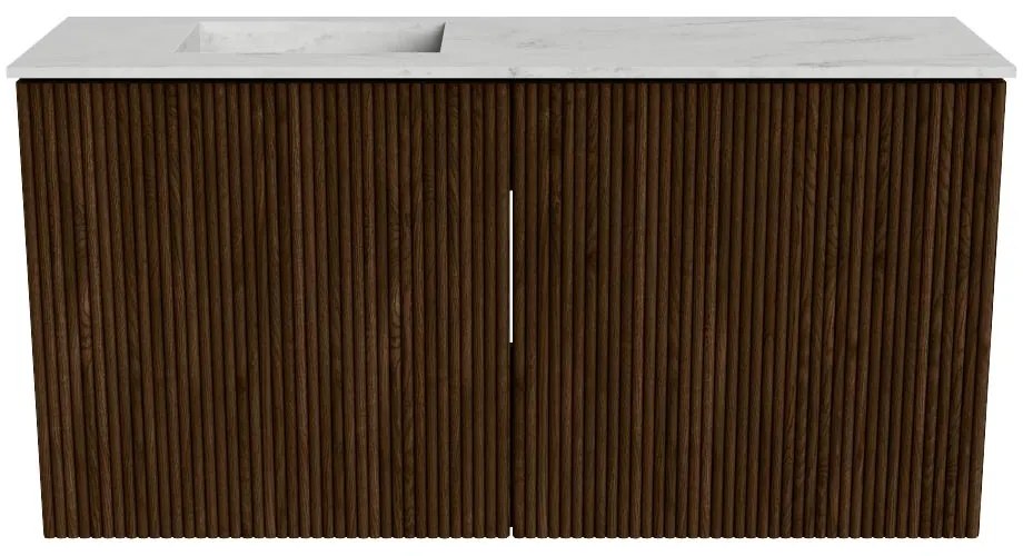 Mondiaz Joya DLux 80cm toiletmeubel walnut met wastafel faye links 1 kraangat opalo