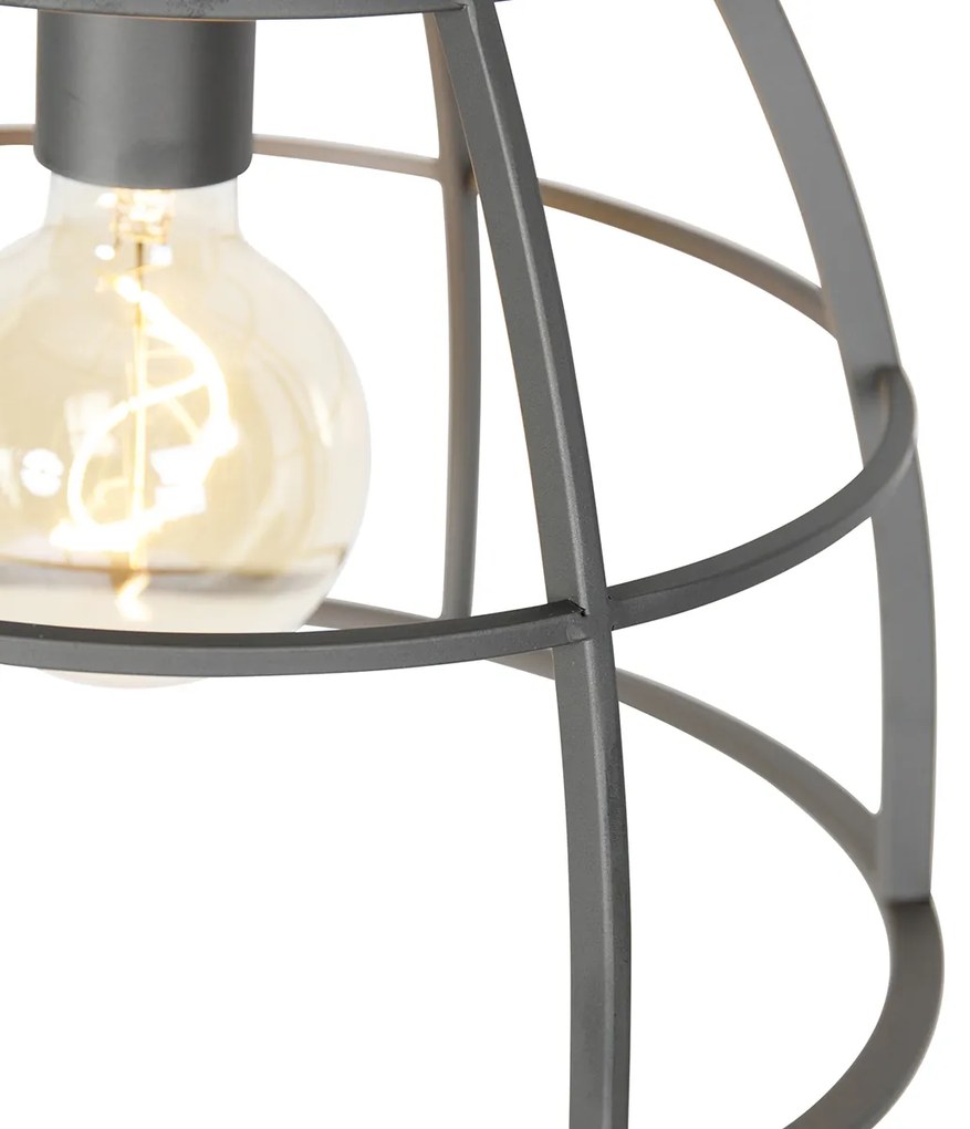 Smart hanglamp donkergrijs met hout 34 cm incl. Wifi G95 - Arthur