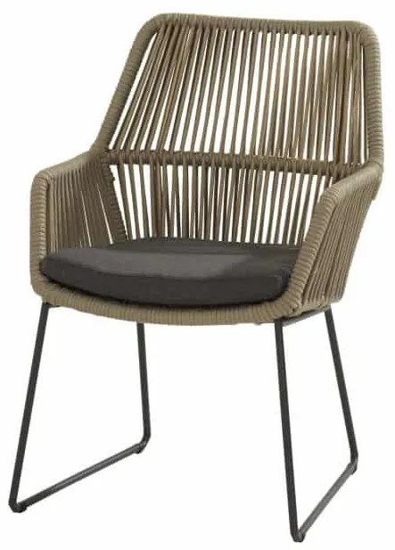 4 Seasons Outdoor Ramblas eetset met RVS Prado tafel - ellips teak blad 240 cm Tuinset taupe weerbestendig