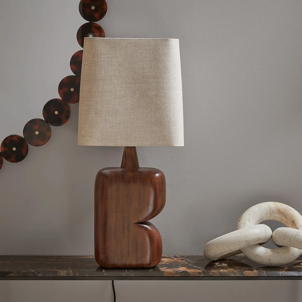Lamp in mangohout en linnen, Gyra