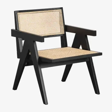 Set Van 2 Gestoffeerde Eetkamerstoelen Met Armleuningen In Essenhout En Rotan Lali Ash Brown - Sklum
