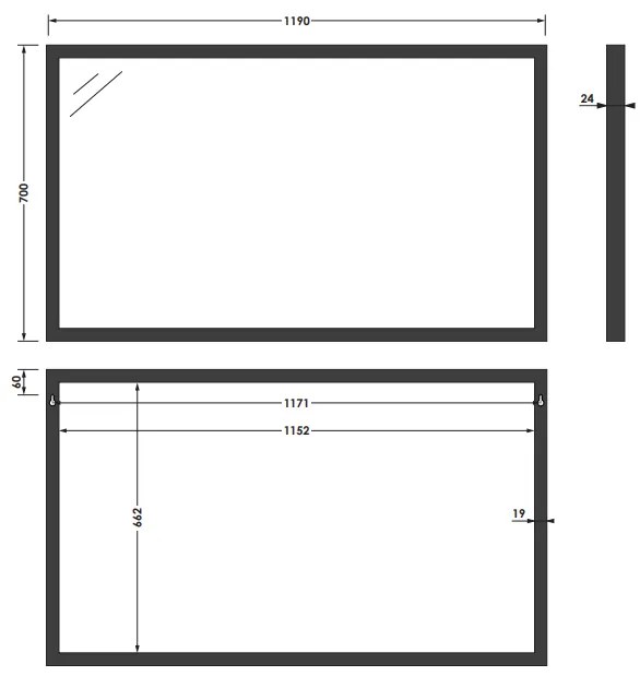 Sanituba Silhouette 120x70cm spiegel met zwarte omlijsting