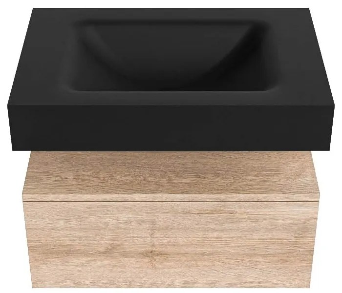Zaro Alan badmeubel 70cm washed oak 1 lade met vrijhangende wastafel cloud midden 1 kraangat urban