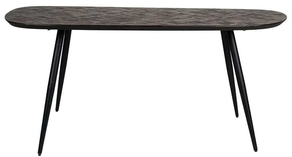 Ovale Eettafel Donker Teak Hout - 180 X 90cm.