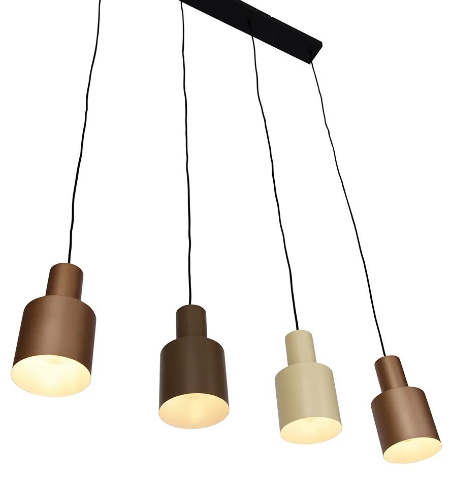 Eettafel / Eetkamer Hanglamp brons met taupe en beige 4-lichts - Ans Modern E27 Binnenverlichting Lamp