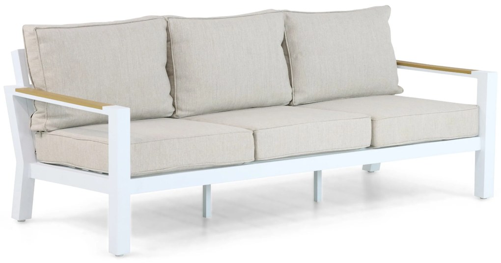 Stoel en Bank Loungeset 5 personen Aluminium/Polywood (teakfinish) Wit  Lifestyle Garden Furniture Bilbao