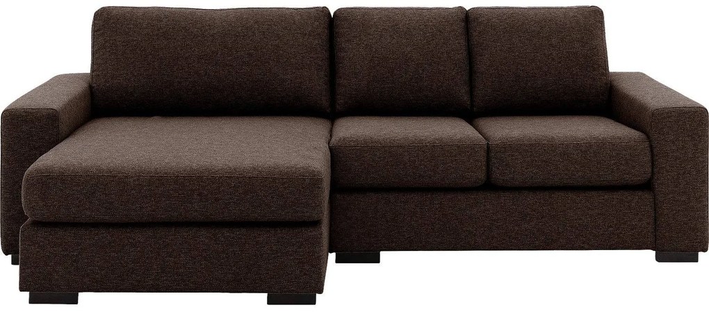 Goossens Bank Lucca bruin, stof, 2-zits, stijlvol landelijk met chaise longue links