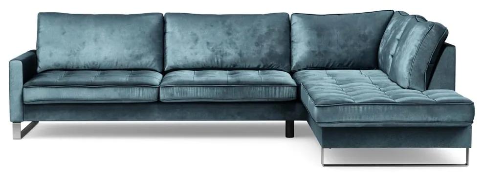 Rivièra Maison - West Houston Corner Sofa Chaise Longue Right, velvet, petrol - Kleur: blauw