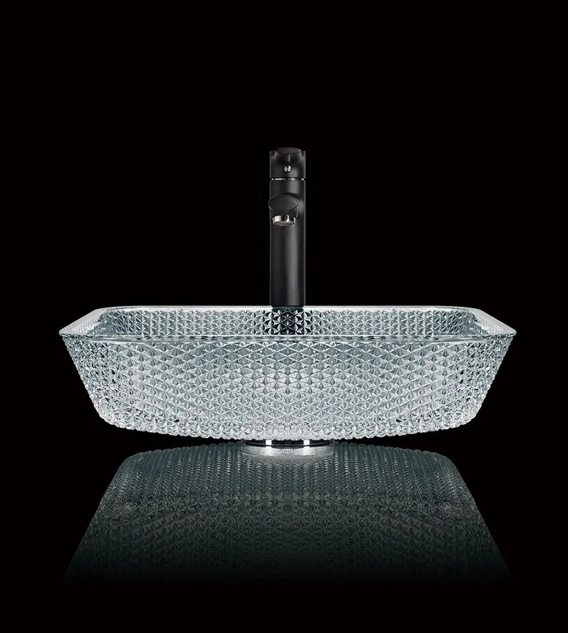 Sapho Skyfall glazen waskom 40x40cm