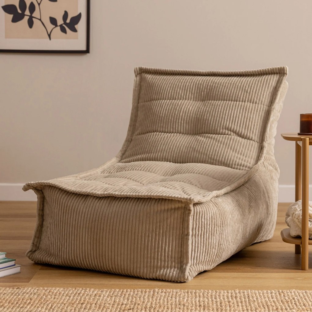 Dolce Zitzak Stoel Cord Lounger - Beige