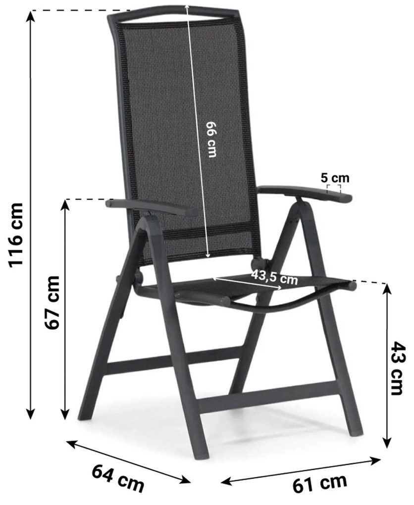 Tuinset 6 personen 170 cm Aluminium/textileen Grijs Lifestyle Garden Furniture Tirana/Graniet