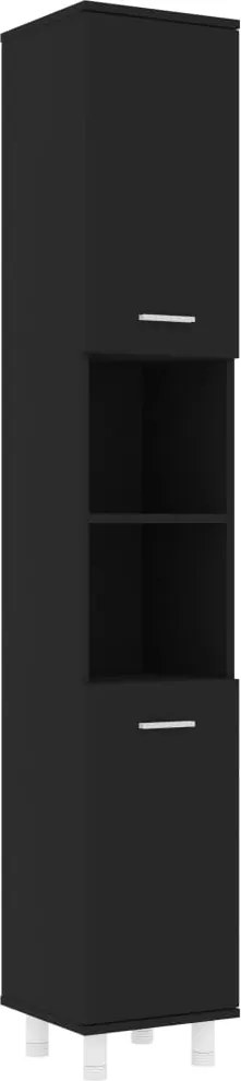 vidaXL Badkamerkast 30x30x179 cm spaanplaat zwart