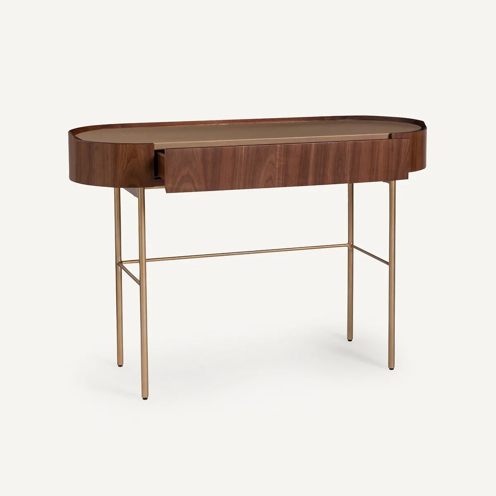 Bureau-wandtafel notenhout/leer, Aslen