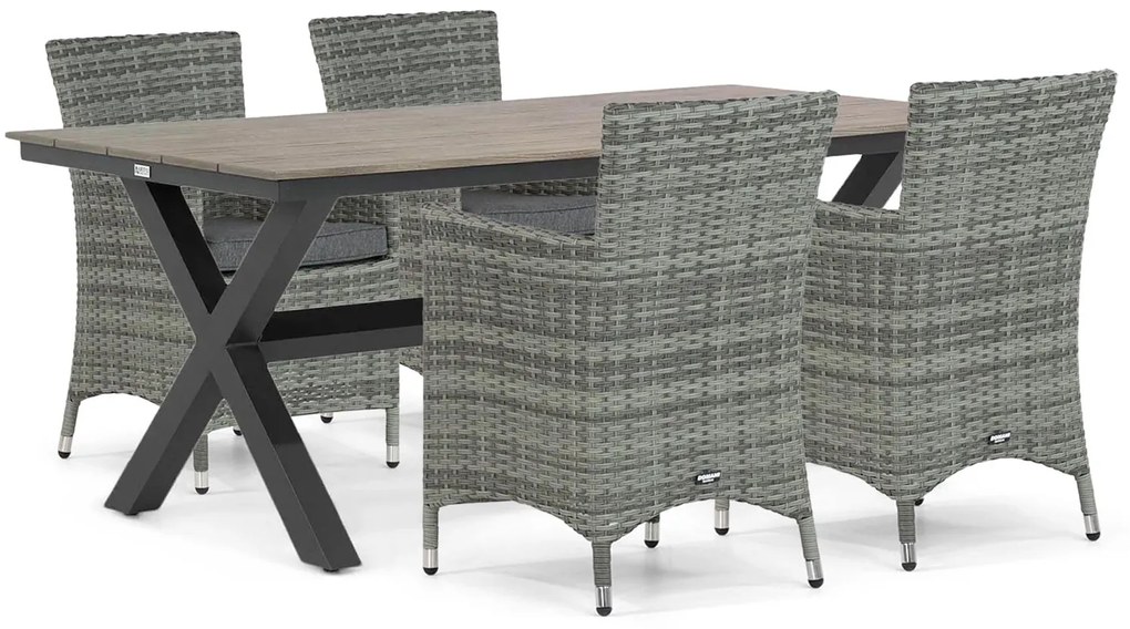 Tuinset 4 personen 180 cm Wicker Grijs Domani Furniture Miami/Forest