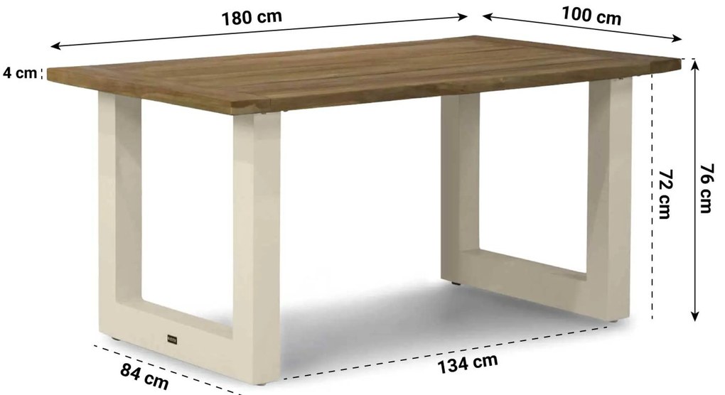 Tuinset 4 personen 180 cm Aluminium/teak Taupe Lifestyle Garden Furniture Faro/Talai