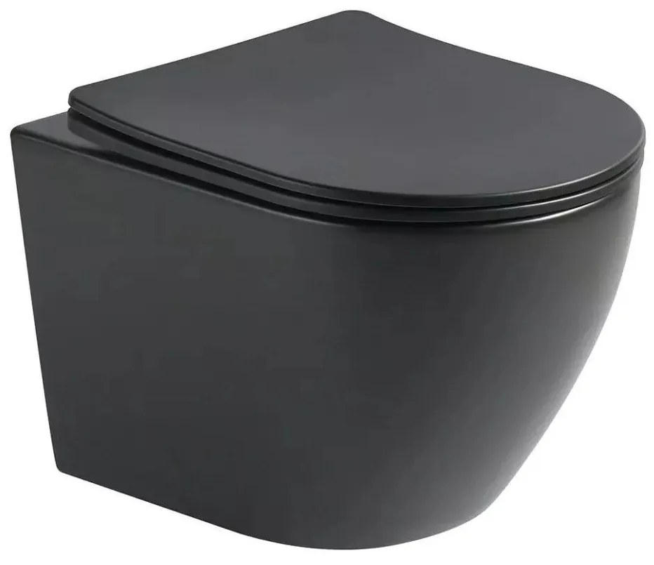 Lambini Design Kala hangend randloos toilet met softclose zitting zwart mat