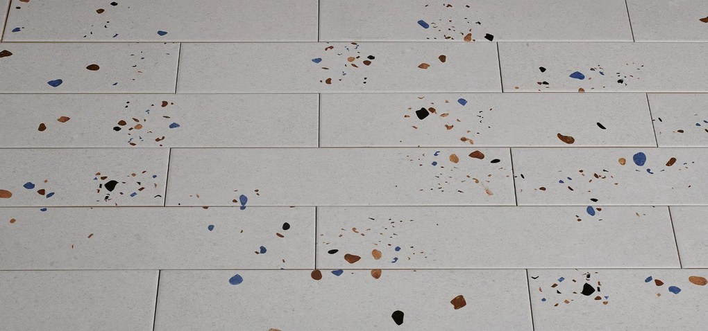 DTG Terrazzo wandtegel 7.5x30cm ivoor mat