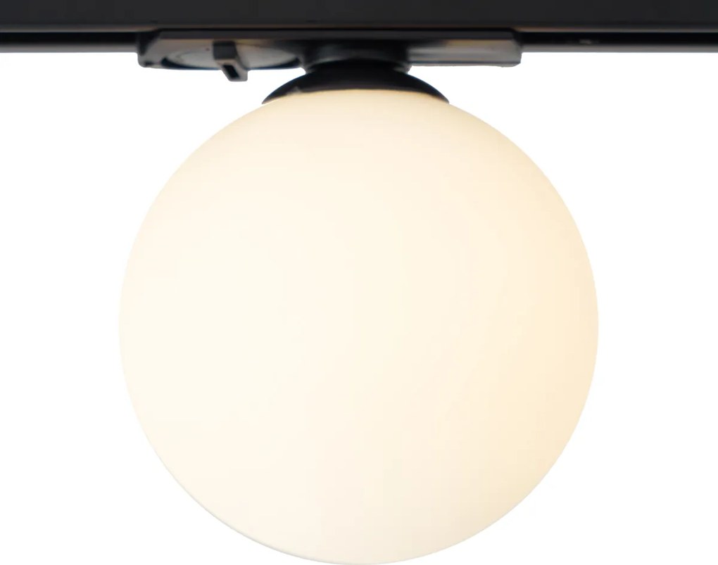 Modern ovaal railsysteem zwart met 3 hanglampen en 2 plafondlampen wit 1-fase - Iconic Perle