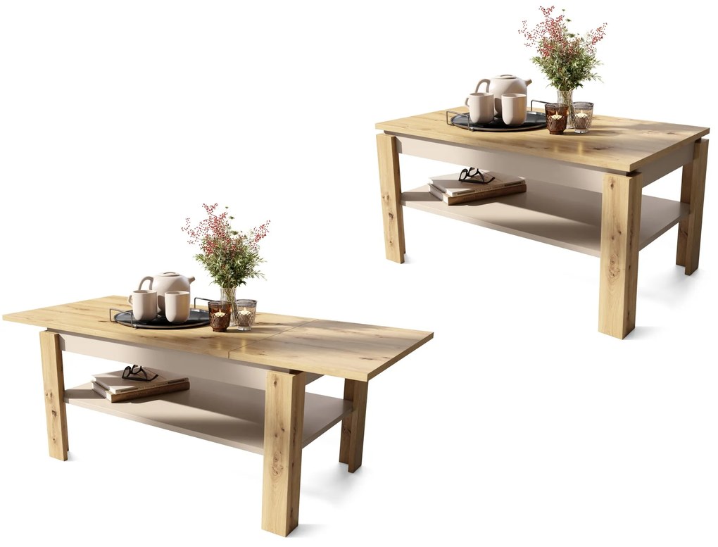 ASTI-R Artisan eiken/beige - moderne salontafel met uitschuifbaar blad