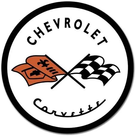 Metalen wandbord CORVETTE 1953 CHEVY - Chevrolet logo, (30 x 30 cm)