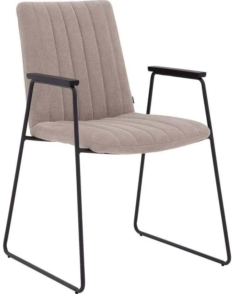 Goossens Eetkamerstoel Manta beige stof met armleuning, urban industrieel