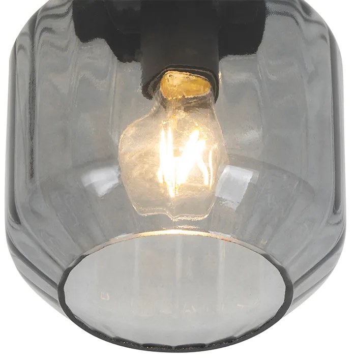 Moderne plafondlamp zwart met smoke glas - Stiklo Modern E27 rond Binnenverlichting Lamp