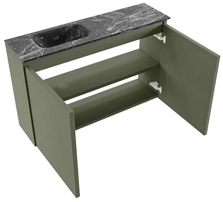 Mondiaz Ture DLux toiletmeubel 80cm army met wastafel lava links zonder kraangat