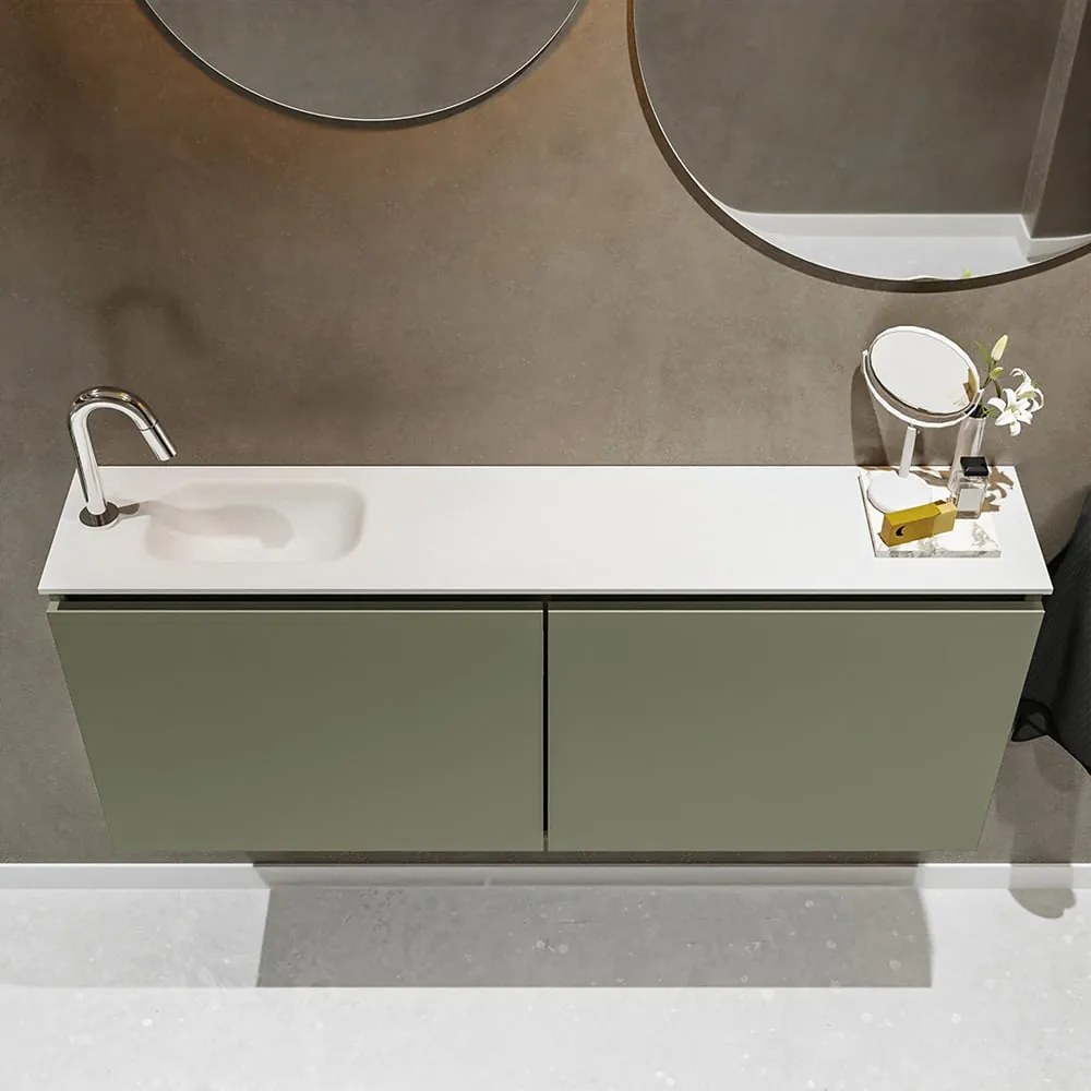 Mondiaz Ture 120cm toiletmeubel army met wastafel talc links 1 kraangat