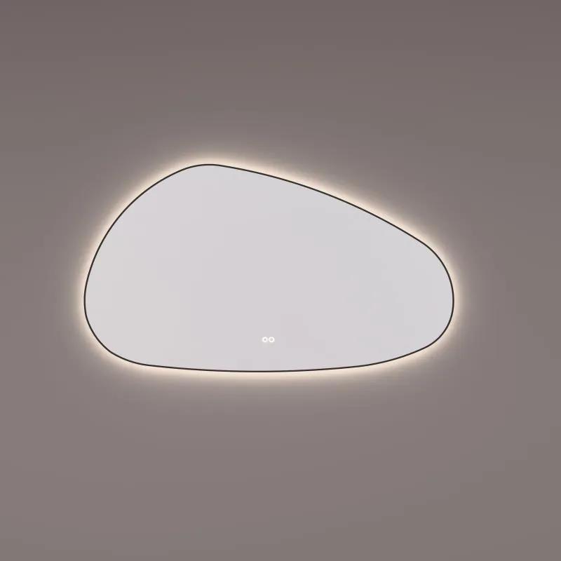 Hipp Design 13600 organische spiegel 120x70cm met backlight en spiegelverwarming mat zwart