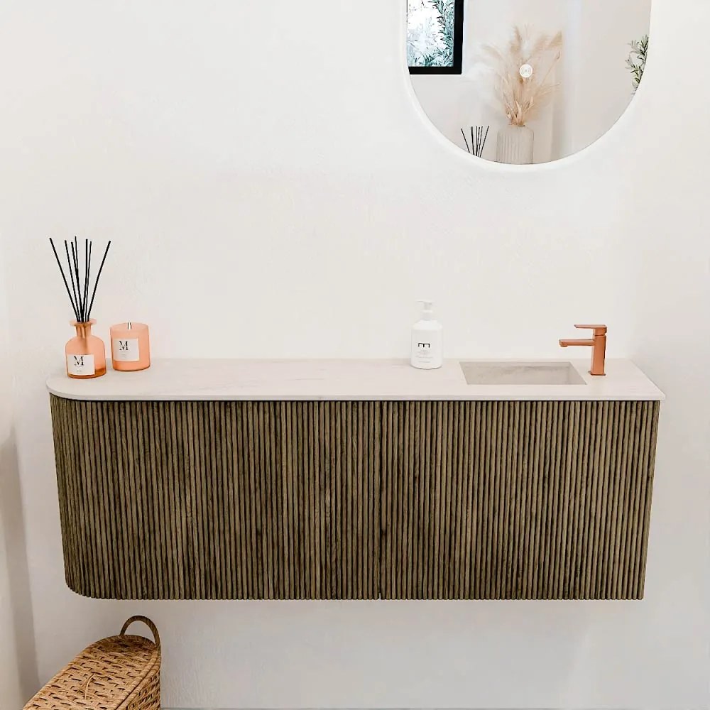 Mondiaz Joya DLux 110cm toiletmeubel ronding links dusk met wastafel faye rechts 1 kraangat meli