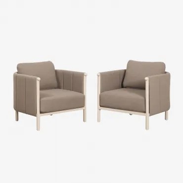 Set Van 2 Tuinstoelen In Bouclé En Aluminium Boleni Bouclé Tarwebruin - Sklum