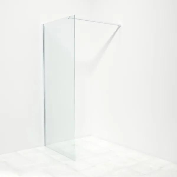 Saniclass Bellini inloopdouche 90x200cm met 8mm helder glas met mat wit profiel en stabilisatiestang