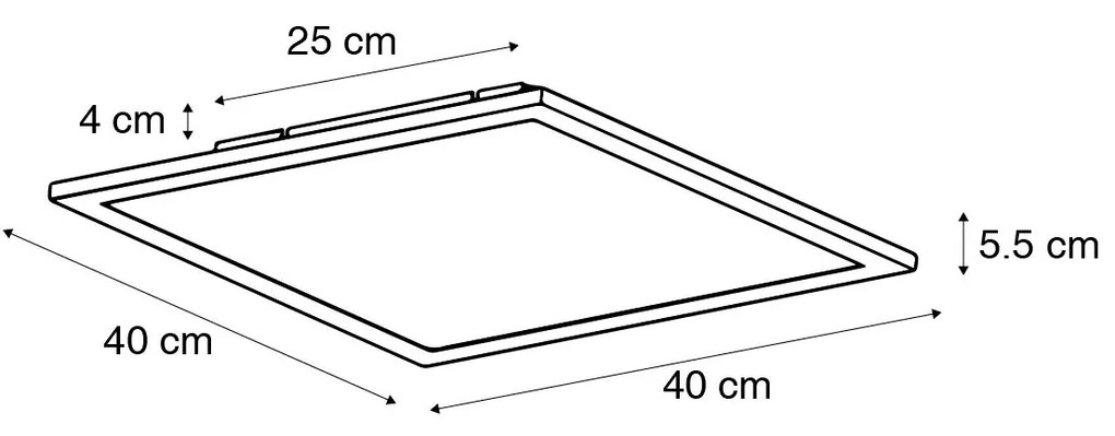 LED paneel staal 40 cm incl. LED en afstandsbediening - Liv Modern vierkant Binnenverlichting Lamp